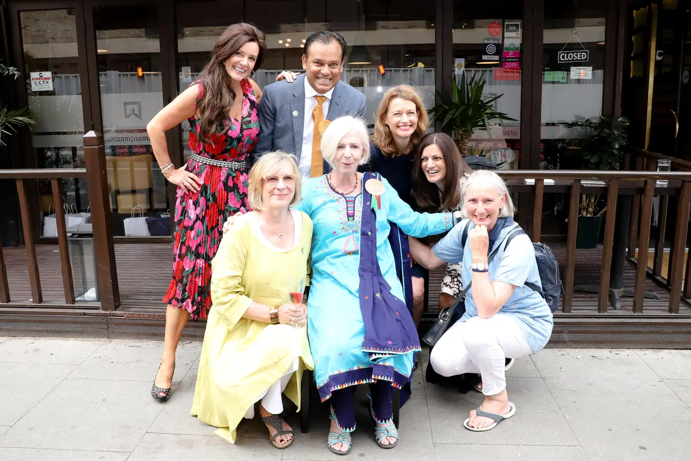 Sabbir Karim with a group of Sreepur Village supporters outside a London restaurant